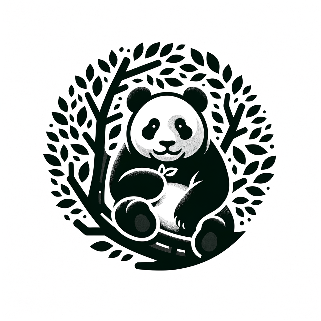 Un panda su un albero che mastica una foglia, come simbolo del WWF