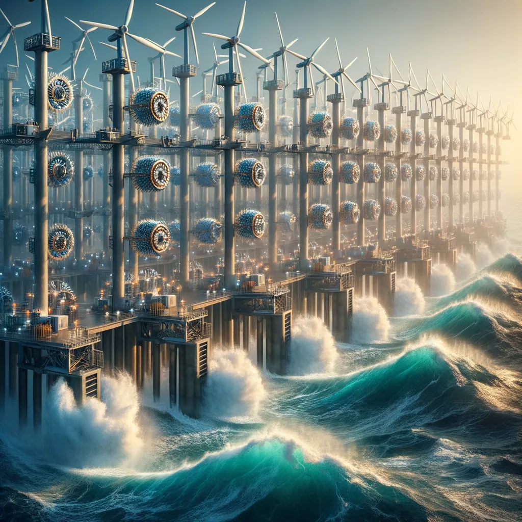 Illustrazione dell'energia proveniente dalle onde marine come fonte rinnovabile.