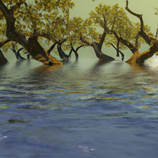 Mangrovie con radici aeree immerse nell'acqua