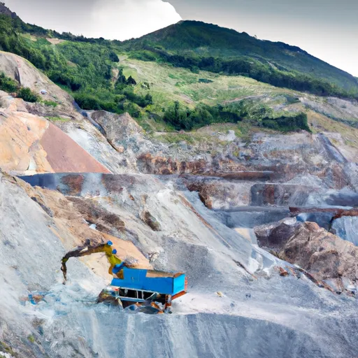 Miniera di terre rare con attrezzature e macchinari per l'estrazione mineraria.