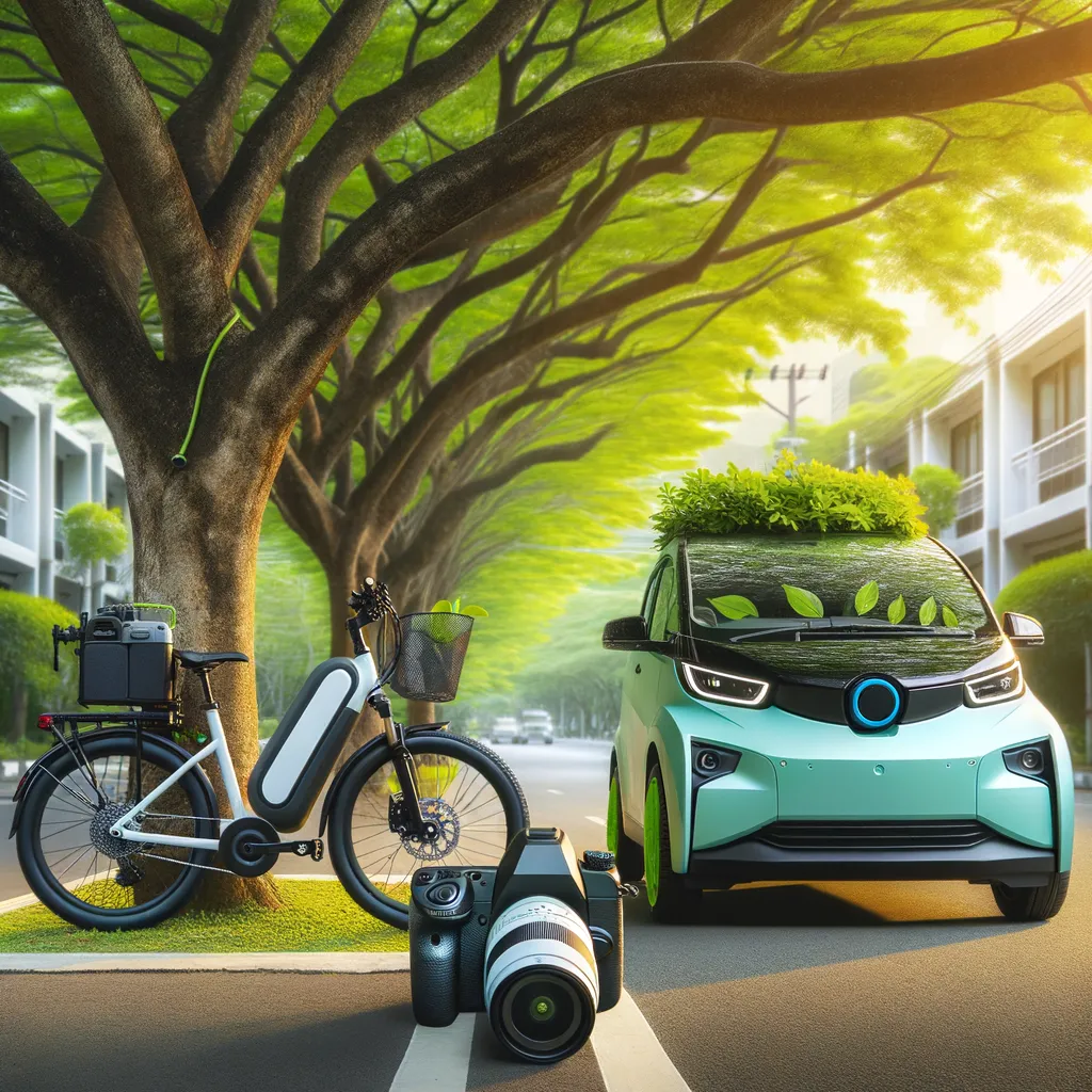 Biciclette e veicoli elettrici come mezzi di trasporto sostenibili.